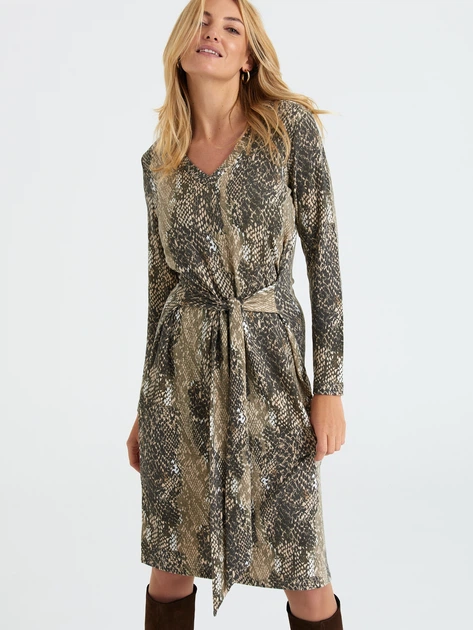 Sukienka damska midi Greenpoint SUK5460035W22ANM09 36 Piaskowa (5903245354547) - obraz 3