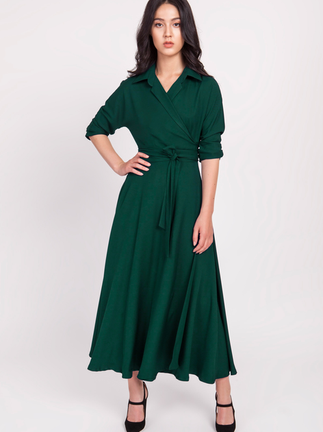 Плаття на запах міді жіноче Lanti Suk172 38 Зелене (5904252711859) - зображення 1