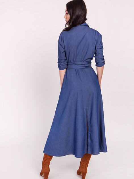 Плаття на запах міді жіноче Lanti Suk173 42 Синє (5904252711996) - зображення 2