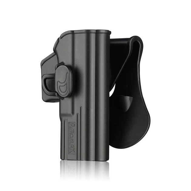 Жорстка полімерна поясна кобура кобура AMOMAX для пістолетів Glock 19/23/32/19X під праву руку. Колір: Чорний, - изображение 1