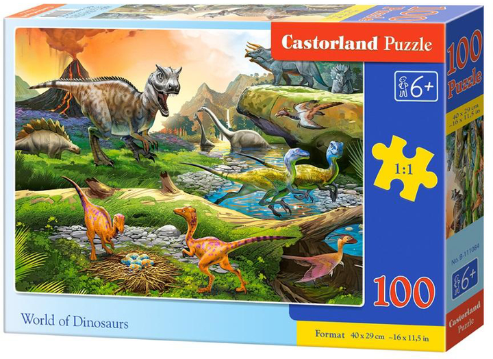 Пазл Castorland Світ динозаврів 100 елементів (5904438111084) - зображення 1