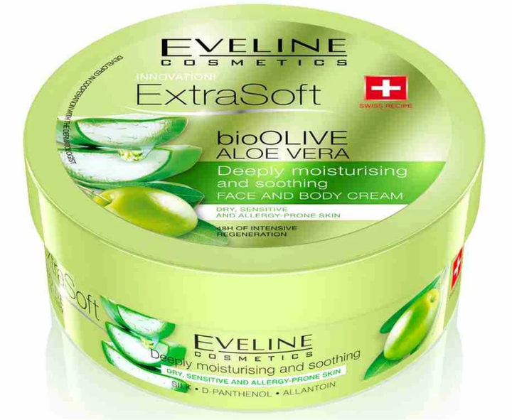 Крем для тіла та обличчя Eveline Extra Soft BioOLIVE Aloe Moisturising Face and Body Cream 200 мл (5901761965353) - зображення 1