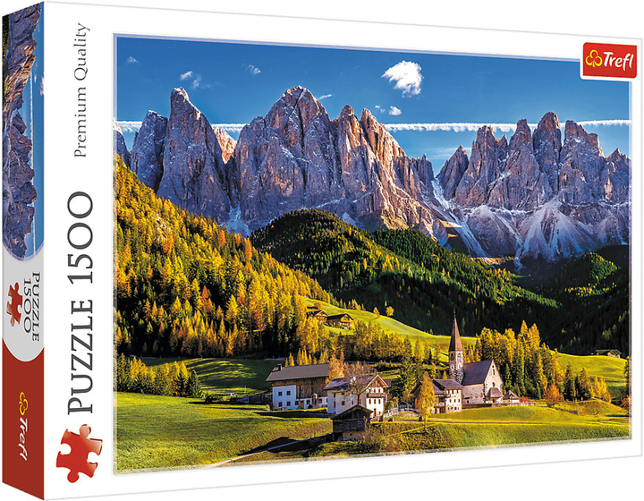 Puzzle Trefl Dolina Val di Funes Dolomity Włochy 1500 elementów (5900511261639) - obraz 1
