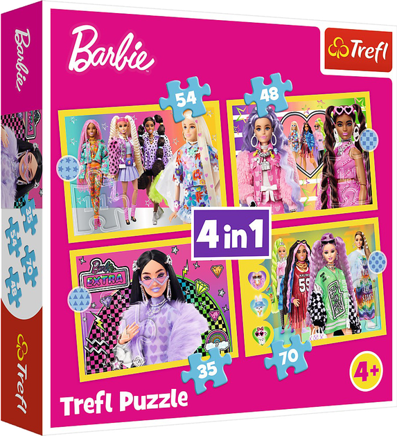 Zestaw puzzle Trefl 4w1 Barbie wesoły świat 207 elementów (5900511346268) - obraz 1