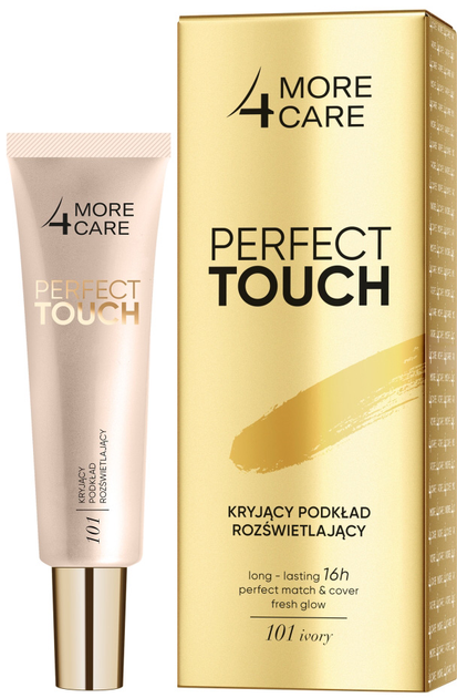 Podkład More4Care Perfect Touch kryjący rozświetlający 101 Ivory 30 ml (5900116085364) - obraz 1