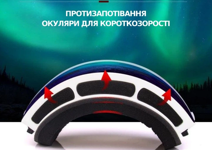Лижна маска A-001 підліткова/жіноча, подвійна лінза, antifog, сіра - зображення 5