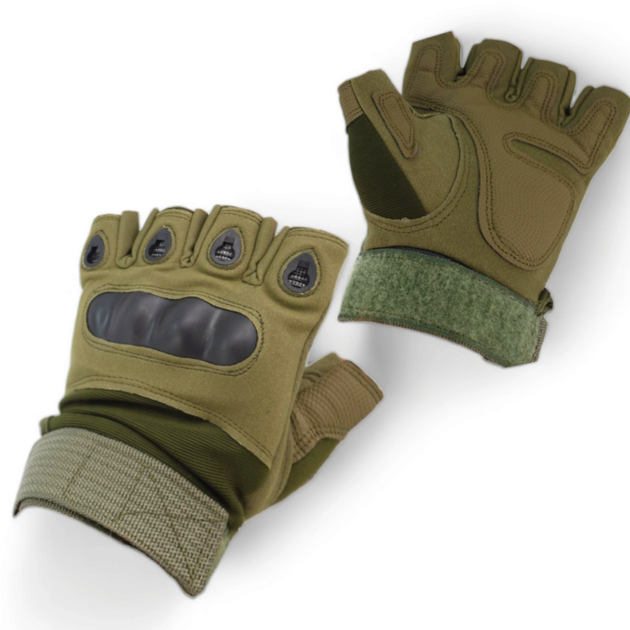 Тактичні рукавички без пальців 9064_M_Olive - зображення 1