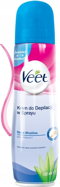 Krem-spray do depilacji Veet Depilatory Sensitive Skin 150 ml (3059944021845) - obraz 1