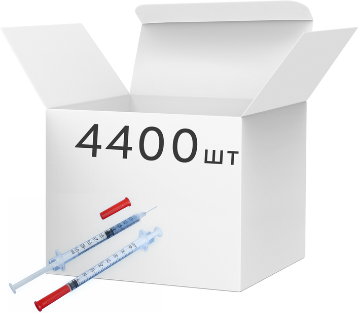 Шприц трехкомпонентный Гемопласт 1 мл с интегрированной иглой 0.33 мм х 13 мм 29G х ½'' инсулин U-40 без групповой упаковки 4400 шт (24126) - изображение 1