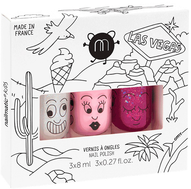 Набір лаків для нігтів Nailmatic Kids Las Vegas Nail Polish super 8 мл + bella 8 мл + sheepy 8 мл (3760229892028) - зображення 1