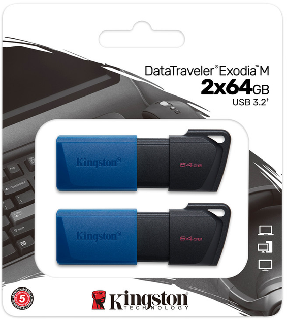 Флеш пам'ять USB Kingston DataTraveler Exodia M 2x64GB (740617326352) - зображення 1