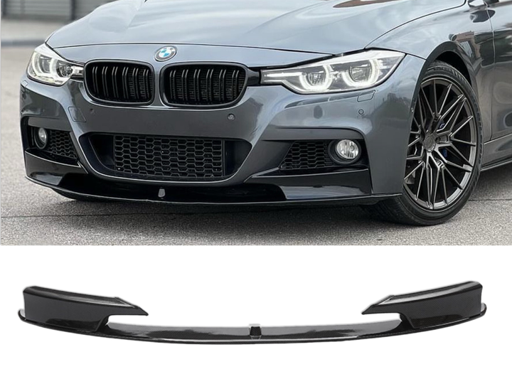 Накладка переднего бампера юбка M performance BMW 3 series F30 F31 2012-2018 абс пластик, черный глянец 1234 upgrade для BMW 3 series F30 2012-2018 (8074) - изображение 1