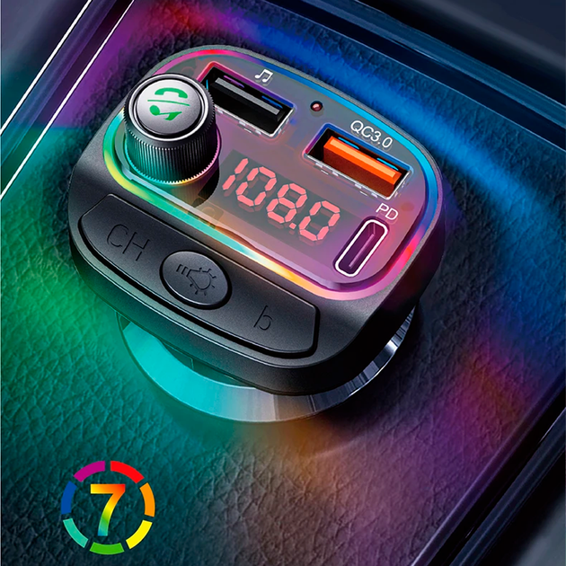 Автомобильный FM ФМ модулятор Terra С14, Bluetooth 5.0, трансмиттер, быстрая зарядка QC 3.0 - изображение 6