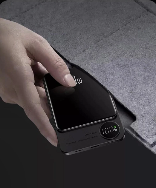 PowerBank магнітний Mag Save з бездротовою зарядкою 10000 mAh 20 Вт для iPhone Сірий ( код: Q920WPlus ) - зображення 3