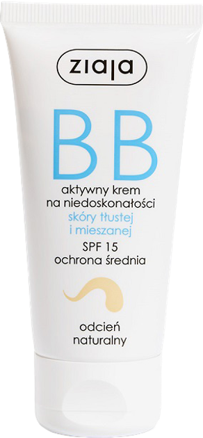 Krem BB Ziaja aktywny na niedoskonałości skóry tłustej i mieszanej odcień naturalny 50 ml (5901887030485) - obraz 1