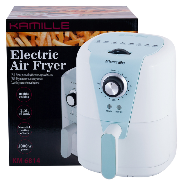 Фритюрница электрическая 1000W Kamille 1,5 л Бело-голубой 000274725 - изображение 2
