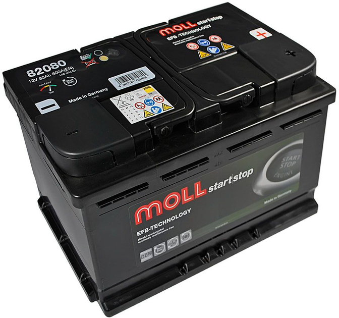 Автомобильный аккумулятор MOLL Start-stop EFB 12 В 80 А/час 800 A (4027701820801) - изображение 2