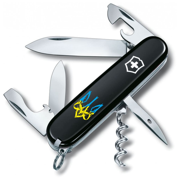 Нож Victorinox Spartan Ukraine 91 мм Чорний Тризуб готичний синьо-жовтий (1.3603.3_T0636u) - изображение 1