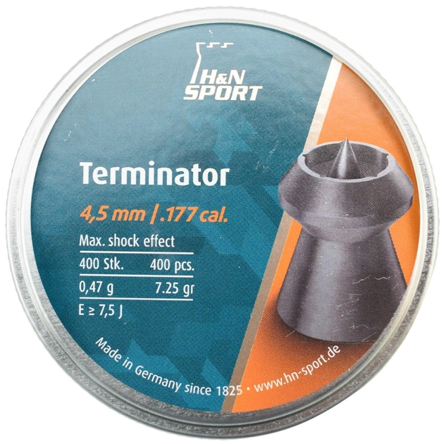 Пули пневматические H&N Terminator 4,5 мм 400 шт/уп, 0,47 г - изображение 1