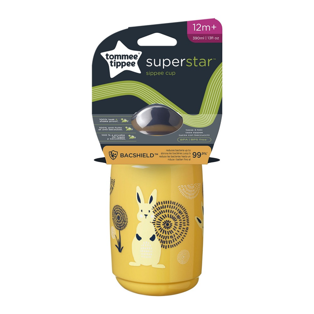 Пляшка непроливаюча Tommee Tippee Superstar від 12 місяців Жовта 390 мл (5010415478283) - зображення 1