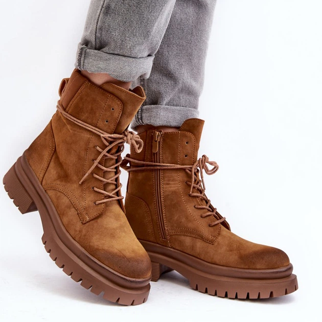 Trapery damskie na obcasie Narelona 38 Camel (5905677021318) - obraz 3