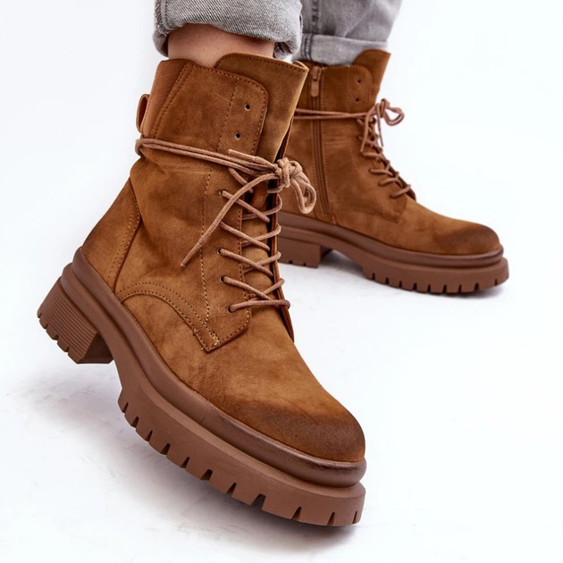 Trapery damskie na obcasie Narelona 38 Camel (5905677021318) - obraz 5