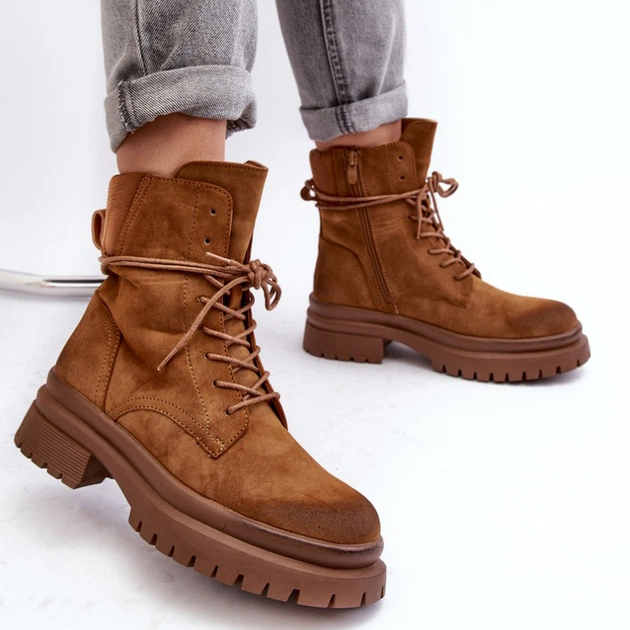 Trapery damskie na obcasie Narelona 38 Camel (5905677021318) - obraz 8