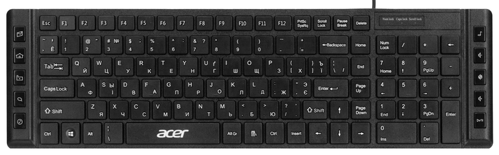 Клавіатура Acer OKW010, 115key, USB-A, EN/UKR/RU, чорний (ZL.KBDEE.012 ...