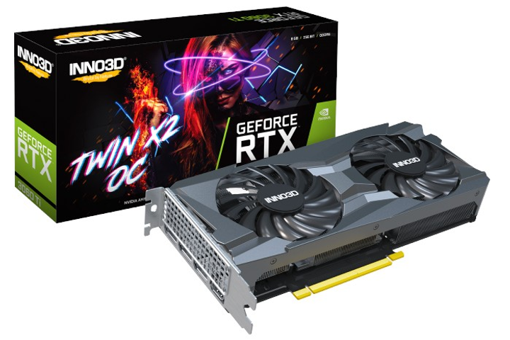 Видеокарта INNO3D PCI-Ex GeForce RTX 3060 Ti TWIN X2 OC LHR 8GB GDDR6 ...