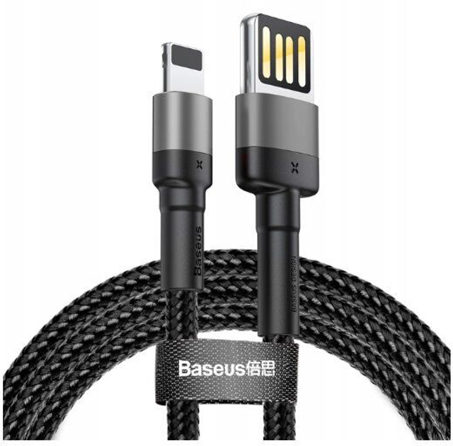 Kabel Baseus Cafule Cable USB for Lightning Special Edition 2.4 A 1 m Black (CALKLF-GG1) - obraz 1