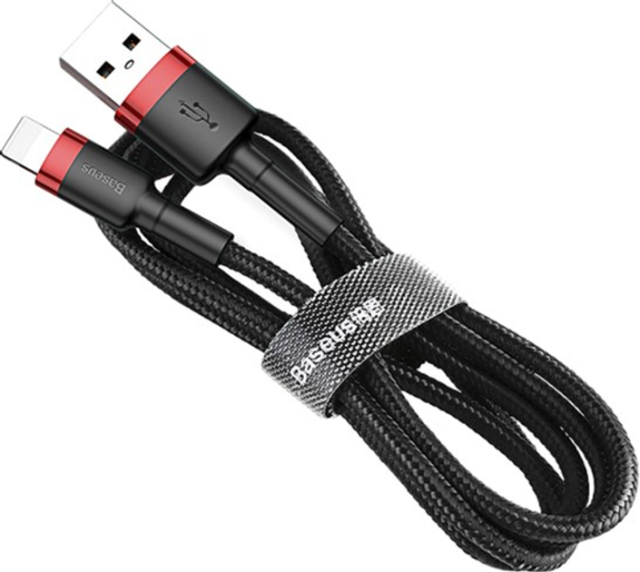 Kabel Baseus Cafule Cable USB For lightning 2.4 A 0.5 m Red/Black (CALKLF-A19) - obraz 1