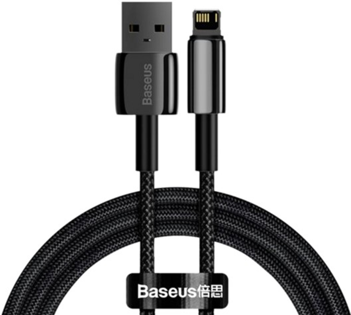 Kabel Baseus Tungsten Gold Fast Charging Data Cable USB to iP 2.4 A 1 m Black (CALWJ-01) - obraz 1