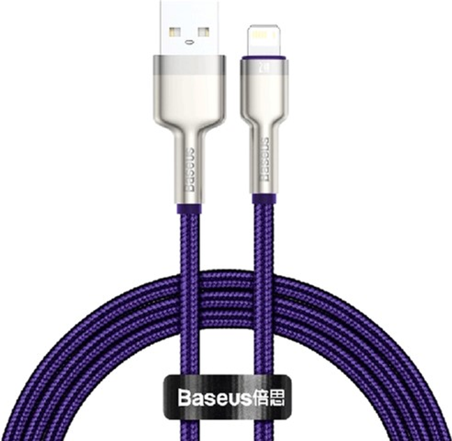 Кабель Baseus Cafule Series Metal Data Cable USB to IP 2.4 А 2 м Purple (CALJK-B05) - зображення 1