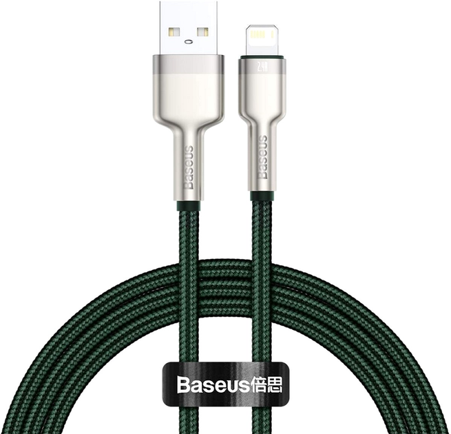 Kabel Baseus Cafule Series Metal Data Cable USB to IP 2.4 A 1 m Green (CALJK-A06) - obraz 1