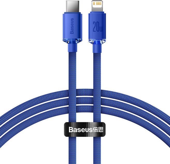 Kabel Baseus Crystal Shine Series Fast Charging Data Cable Type-C to iP 20 W 2 m Blue (CAJY000303) - obraz 1