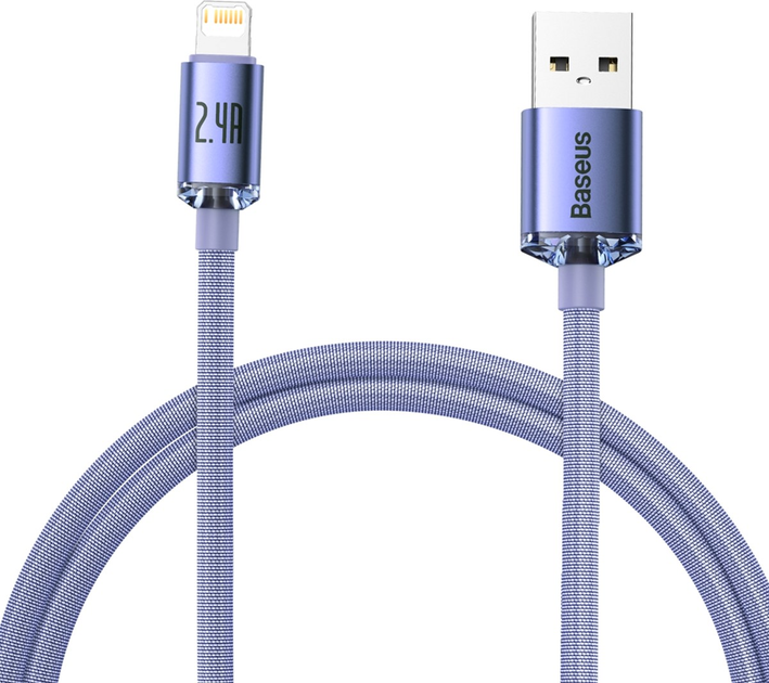 Кабель Baseus Crystal Shine Series Fast Charging Data Cable USB to iP 2.4 А 2 м Purple (CAJY000105) - зображення 1