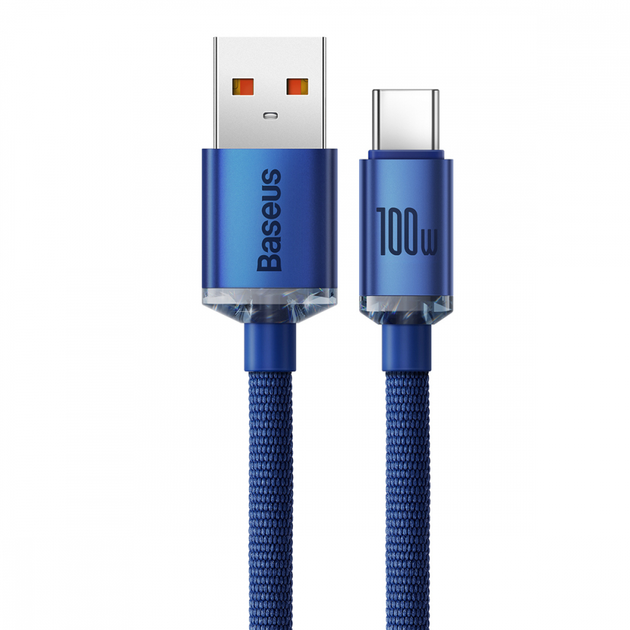 Кабель Baseus Crystal Shine Series Fast Charging Data Cable USB to Type-C 100 Вт 1.2 м Blue (CAJY000403) - зображення 2