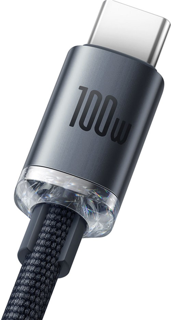 Kabel Baseus Crystal Shine Series Fast Charging Data Cable USB to Type-C 100 W 2 m Black (CAJY000501) - obraz 3