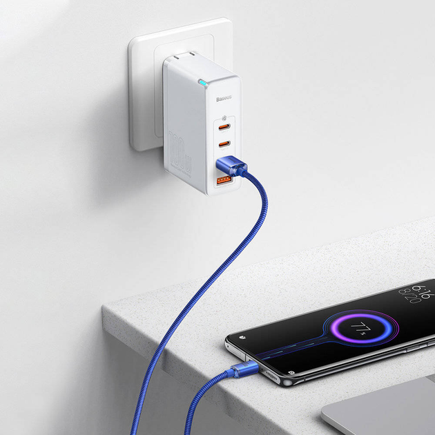 Kabel Baseus Crystal Shine Series Fast Charging Data Cable USB to Type-C 100 W 2 m Blue (CAJY000503) - obraz 9