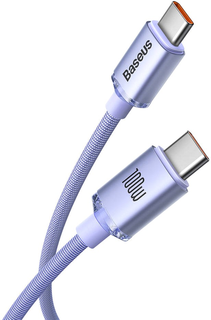 Kabel Baseus Crystal Shine Series Fast Charging Data Cable Type-C to Type-C 100 W 1.2 m Purple (CAJY000605) - obraz 2