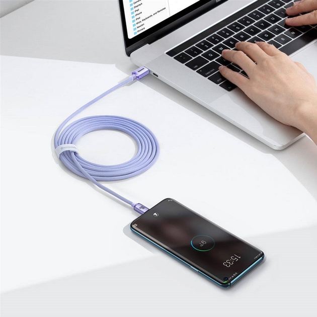 Kabel Baseus Crystal Shine Series Fast Charging Data Cable Type-C to Type-C 100 W 1.2 m Purple (CAJY000605) - obraz 7