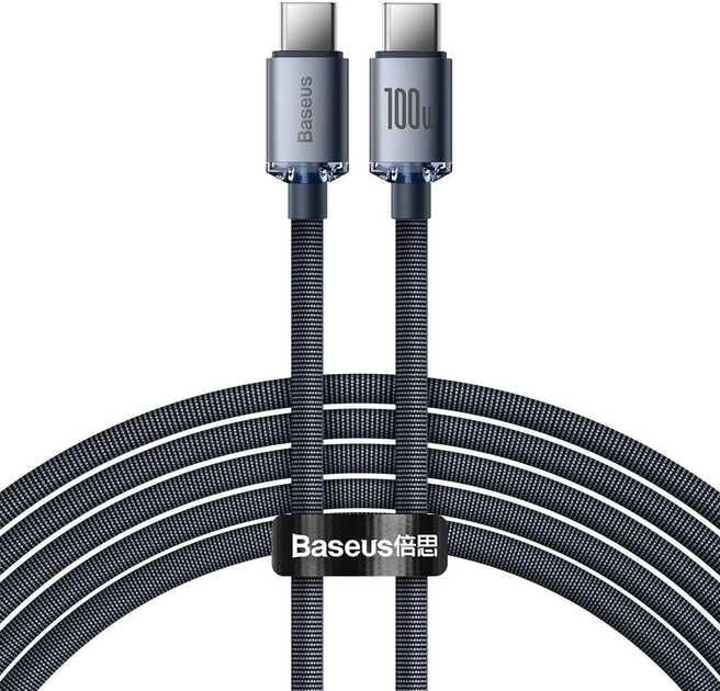 Kabel Baseus Crystal Shine Series Fast Charging Data Cable Type-C to Type-C 100 W 2 m Black (CAJY000701) - obraz 1