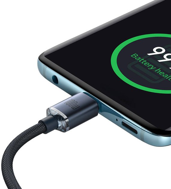 Kabel Baseus Crystal Shine Series Fast Charging Data Cable Type-C to Type-C 100 W 2 m Black (CAJY000701) - obraz 4