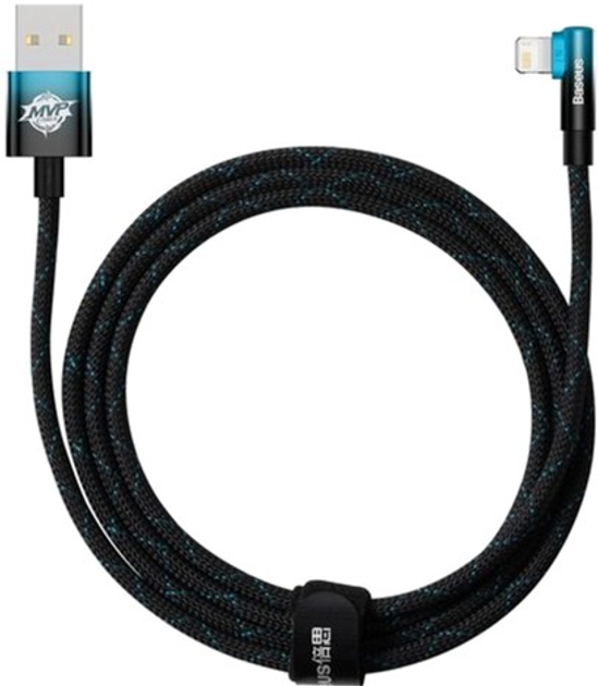 Kabel Baseus MVP 2 Elbow-shaped Fast Charging Data Cable USB to iP 2.4 A 2 m Black/Blue (CAVP000121) - obraz 2