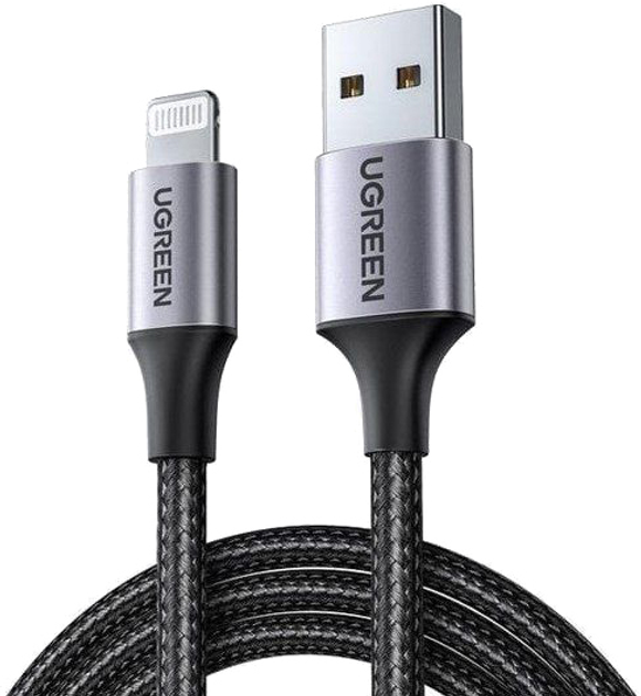 Kabel Ugreen US291 USB Type-A 2.0 - Lightning, MFI, 1.5 m Black (6957303861576) - obraz 1