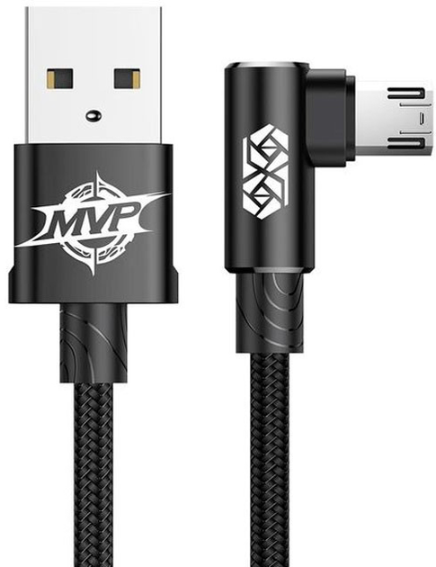 Кабель Baseus MVP Elbow Type Cable USB for Micro 1.5 А 2.0 м Black (CAMMVP-B01) - зображення 1