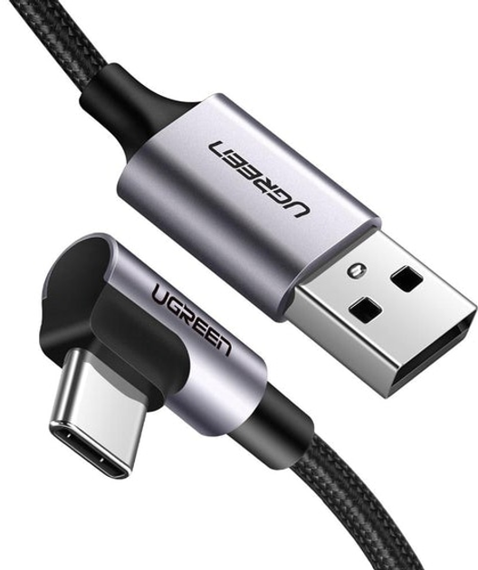 Kabel synchronizacyjny Ugreen US284 USB - Type-C Cable Angled Aluminum Braid 1 m Black (6957303859412) - obraz 2