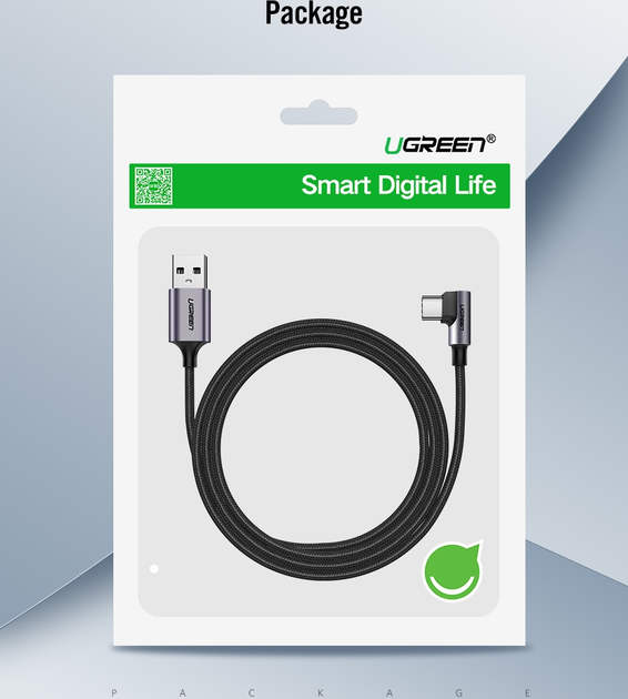Кабель синхронізації Ugreen US284 USB - Type-C Cable Angled Aluminum Braid 1 м Black (6957303859412) - зображення 4