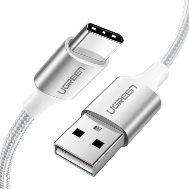 Кабель Ugreen US288 USB 2.0 to USB Type-C Cable Nickel Plating Aluminum Braid 3 А 1.5 м White (6957303861323) - зображення 1
