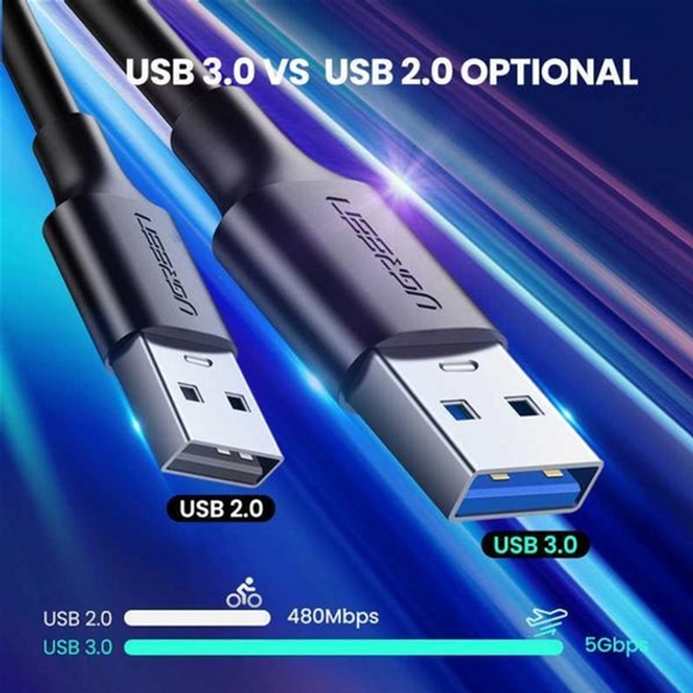 Kabel synchronizacyjny Ugreen US184 USB 3.0 - Type-C Cable 1 m Black (6957303828821) - obraz 4